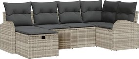 vidaXL Kerti Kanapé Szett párnával 6 pcs Világosszürke Poli rattan