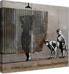 Vászonkép 40x40 Banksy kukkolás