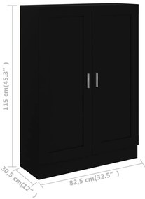 fekete szerelt fa könyvszekrény 82,5 x 30,5 x 115 cm