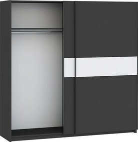 BERNO ruhásszekrény, 200 cm | Antracit + Fehér