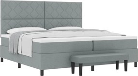 vidaXL Boxrugós ágy matracmal Világosszürke 200 x 200 cm szövet