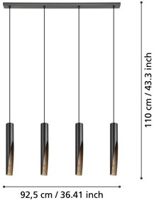 Eglo 901733 - LED Csillár zsinóron BARBOTTO 4xGU10/4,5W/230V 3000K fekete/barna
