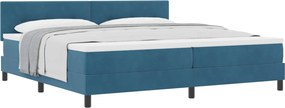vidaXL Boxrugós ágy matracmal Sötét kék 200 x 200 cm Bársony