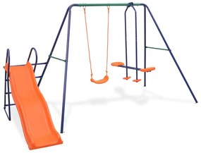 vidaXL narancssárga kerti hintakészlet csúszdával és 3 üléssel