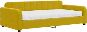 vidaXL sárga bársony kanapéágy matraccal 100 x 200 cm