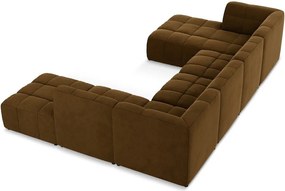 Mustársárga bársony sarokkanapé (U alakú) Aloha – Makamii