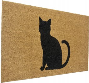 Lábtörlő Ajtó Alá Kókusz 45x75 cm Fekete Macska Csúszásgátló Szőnyeg