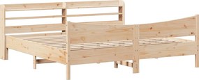 vidaXL tömör fenyőfa ágykeret fejtámlával 200 x 200 cm