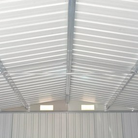 barna fém kerti fészer 257 x 298 x 178 cm