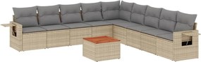 vidaXL 10 részes vegyes bézs polyrattan kerti ülőgarnitúra párnákkal