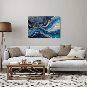 Kép - Kék-arany absztrakt márvány (90x60 cm)