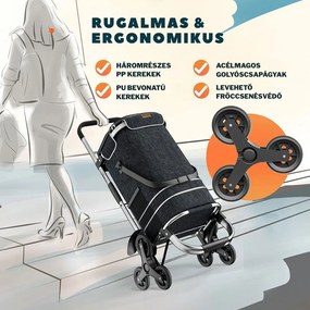 COMFORT bevásárlótáska lépcsőjáró kerekekkel, 50l, fekete Jurhan