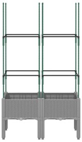 világosszürke PP rácsos kerti ültetőláda 80 x 40 x 142,5 cm