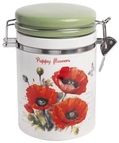 Pipacsos kerámia konyhai tároló zöld tetővel Poppy Flowers