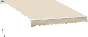 Outsunny Manuális Behúzható Napernyő 350x250 cm erkélyre vízálló és UV-védelemmel ellátott fémbottal kültéri rolós napernyő kerthez, teraszokhoz és ab