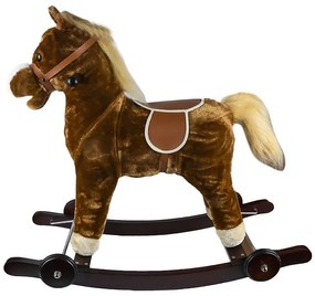 Hintaló kerekekkel, zenei hangokkal, fa vázzal, oldalsó fogantyúkkal