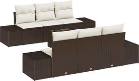 vidaXL Kerti Kanapé Szett párnával 7 pcs Barna polirattan
