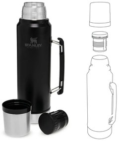 Fekete termosz bögrével 1 l – Stanley