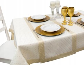 Asztali futófelület Pöttyös Lux 40x120 foltálló fehér-arany csík