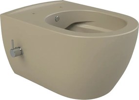 CeraStyle CITY fali WC - MATT BÉZS - BEÉPÍTETT bidé funkcióval - perem nélküli - 53 cm