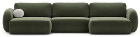 Zöld zsenília kinyitható-tárolóhelyes (U alakú) sarokkanapé Tonale – Cosmopolitan Design