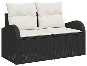 Kerti Kanapé Szett párnával 5 pcs Fekete és fehér Poli rattan