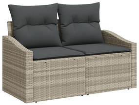 8 részes kerti étkezőszett párnákkal világosszürke polyrattan