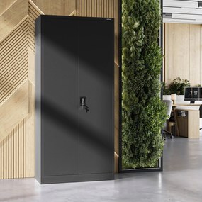 Fém iratszekrény JAN H, 900 x 1950 x 400 mm, fekete