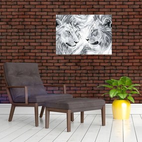 Kép - Rajzolt oroszlánfejek (70x50 cm)