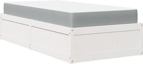 vidaXL fehér tömör fenyőfa ágy matraccal 90 x 200 cm