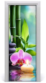 Ajtóposzter Orchidea és bambusz 75x205 cm