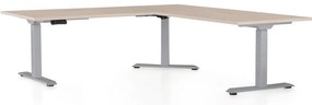 OfficeTech Angle állítható magasságú asztal, 180 + 120 cm, szürke alap, tölgy
