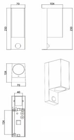 Lucide 69802/02/30 -Kültéri érzékelős lámpa ZARO 2xGU10/7W/230V IP65 fekete