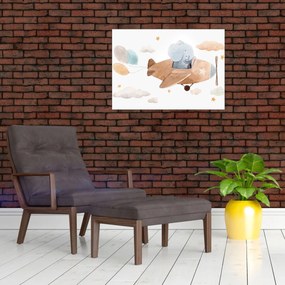 Kép - Akvarell elefánt egy repülőgépen (70x50 cm)