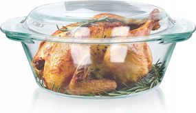 Hőálló edény 24 x 20 cm 1,4 L fedővel Boroszilikát üveg Vilde