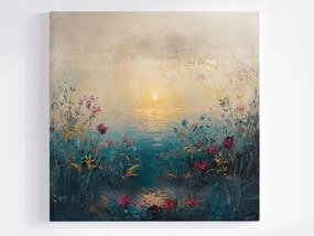 Vászonkép Canvas Tájkép Víz Tenger Tengerpart Virágok Nap 40x40