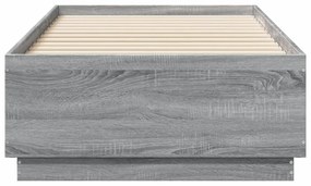 szürke sonoma színű szerelt fa ágykeret LED-del 75x190 cm