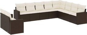 vidaXL 10 részes barna polyrattan kerti ülőgarnitúra párnákkal