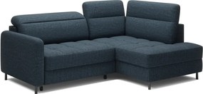 Kék bársony kinyitható-tárolóhelyes sarokkanapé (jobb oldali-L alakú) Barea – ELTAP