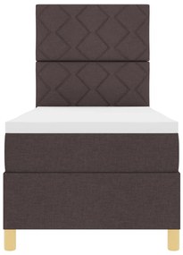 Box Spring Ágy Matrac &amp; LED Sötétbarna 80x200 cm Szövet