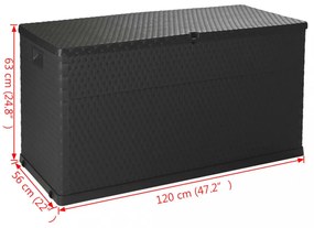 antracitszürke PP rattan kerti tárolóláda 120 x 56 x 63 cm