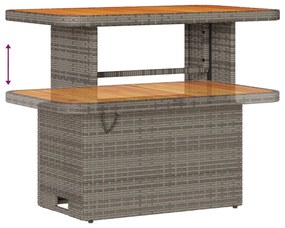 10 darabos kert kanapé szett párnákkal szürke poli rattan akáciával, 2 személyes kert kanapé párnákkal szürke poli rattan, 3 darabos kert étkező szett párnákkal szürke poli rattan akáciával
