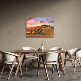 Kép - Ház a dombon, Toszkána, Olaszország (üvegen) (70x50 cm)