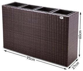 Casaria® Virágcserép - 95 x 27 x 60 cm - barna