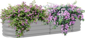 Outsunny Fém Magaságyás, Virágzó Doboz, Zöldségágyás, DIY Virágzó Doboza Nyitott Aljjal, Fűszernövény Ágyás Kerthez, Erkélyhez, Ezüst 150 x 62 x 30 cm