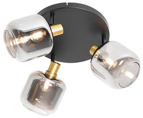 Mennyezeti spotlámpa fekete arannyal és füstüveggel 3-lámpás - Zuzanna