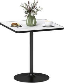 HOMCOM Modern Stílusú Étkezőasztal 4 személyre Fehér Márványhatású Felsőrésszel és Kerek Alappal, 70 x 70 cm, Fehér | Aosom