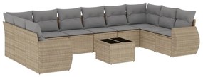 11 részes bézs polyrattan kerti ülőgarnitúra párnákkal