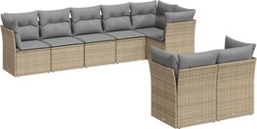 vidaXL 8 részes bézs polyrattan kerti ülőgarnitúra párnával
