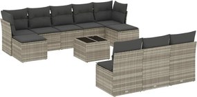 vidaXL 11 részes világosszürke polyrattan kerti ülőgarnitúra párnákkal
